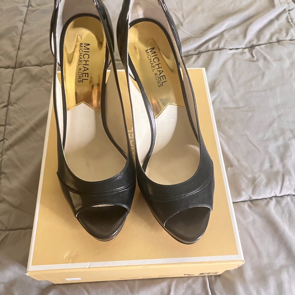 Michael Kors Black Peep-Toe Heels